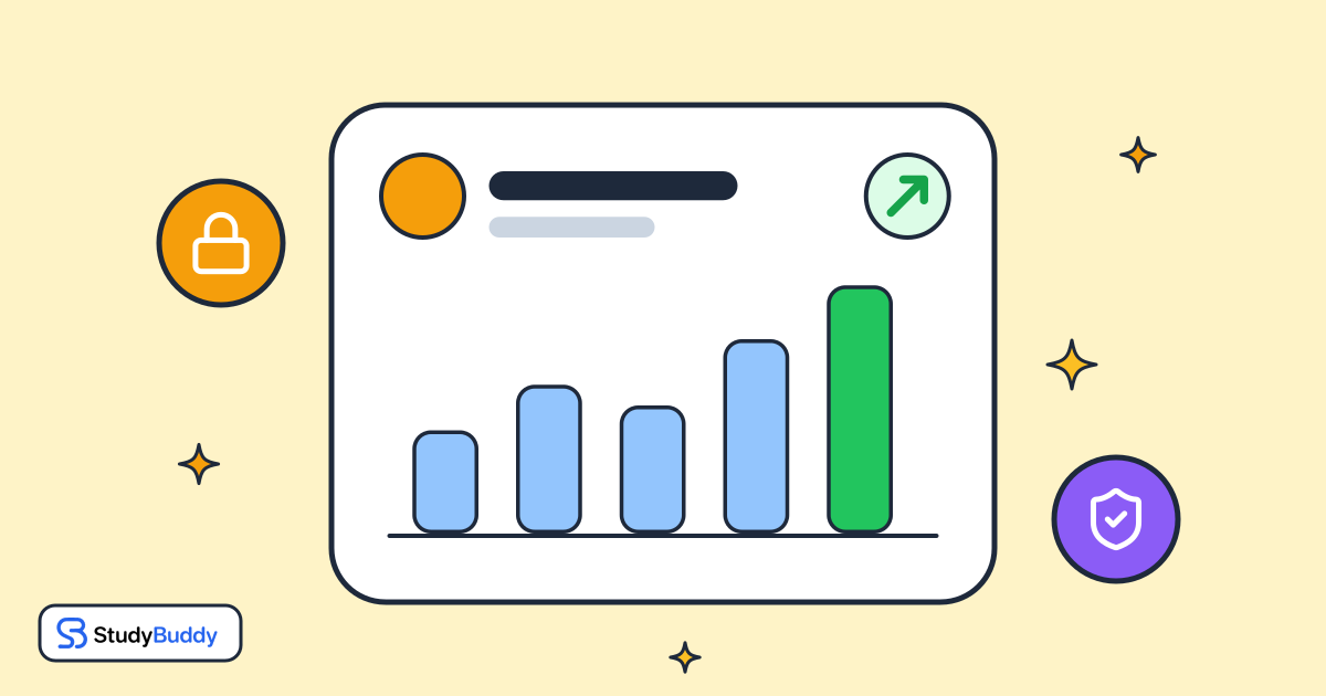 A drawing of a StudyBuddy parent report with progress going up
