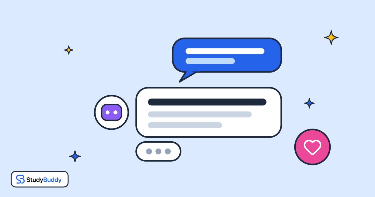 A drawing of a chat with Ask Buddy on StudyBuddy